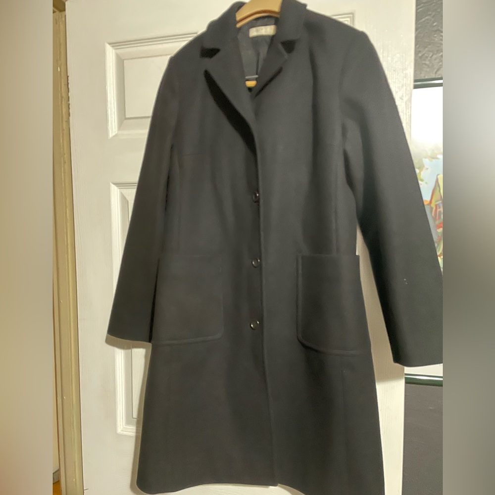 J-Crew Mens Black Wool Peacoat Jacket Size S